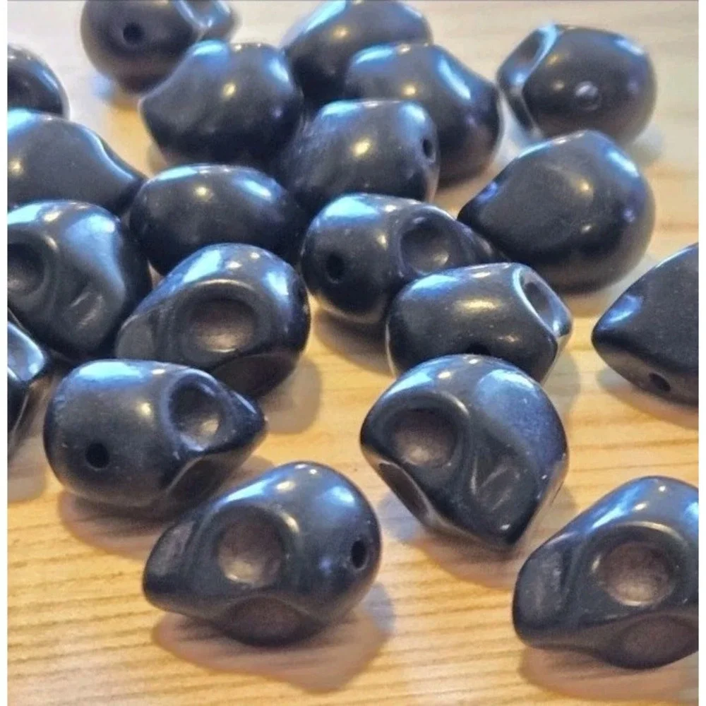 Assorted Skull Gothic Day of the Dead Stone Beads Lot of 258 Various Sizes